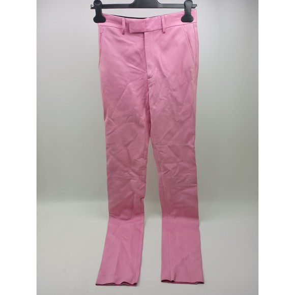 Gucci Women's Pink Bubble Gum French Plonge Leather Pants Size 40 IT - Picture 1 of 10